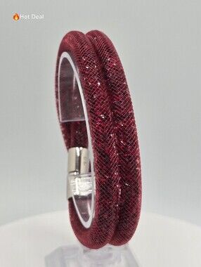 Swarovski Stardust Ruby Red Crystal Double Wrap Bracelet Choker Magnetic 16''